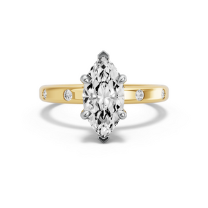 Image for Marquise Hidden Halo Ring with Sleek Accent band
