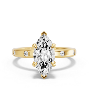 Image for Marquise Hidden Halo Ring with Sleek Accent band