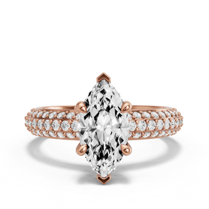 Image for Marquise Hidden Halo Ring with Triple Row Pave band