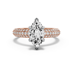 Image for Marquise Hidden Halo Ring with Triple Row Pave band