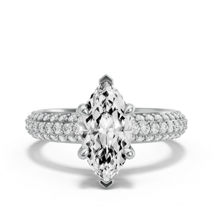 Image for Marquise Hidden Halo Ring with Triple Row Pave band