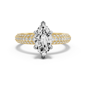 Image for Marquise Hidden Halo Ring with Triple Row Pave band