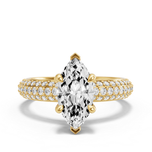 Image for Marquise Hidden Halo Ring with Triple Row Pave band
