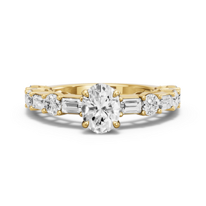Image for Oval Hidden Halo Ring with Alternating Baguette band