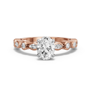 Image for Oval Hidden Halo Ring with Alternating Marquise band