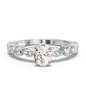 Image for Oval Hidden Halo Ring with Alternating Marquise band