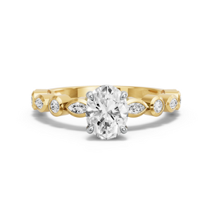 Image for Oval Hidden Halo Ring with Alternating Marquise band