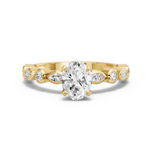 Image for Oval Hidden Halo Ring with Alternating Marquise band