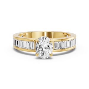 Image for Oval Hidden Halo Ring with Baguette Channel band