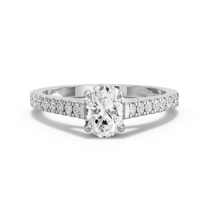 Image for Oval Hidden Halo Ring with Cathedral Pave band