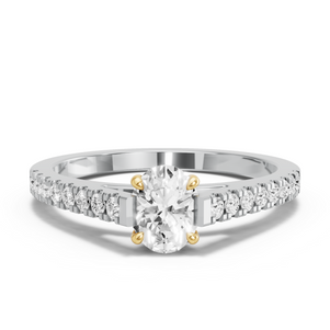 Image for Oval Hidden Halo Ring with Cathedral Pave band