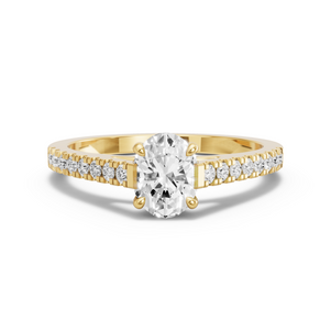 Image for Oval Hidden Halo Ring with Cathedral Pave band