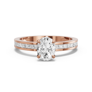 Image for Oval Hidden Halo Ring with Channel band