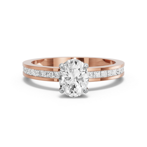 Image for Oval Hidden Halo Ring with Channel band