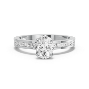 Image for Oval Hidden Halo Ring with Channel band