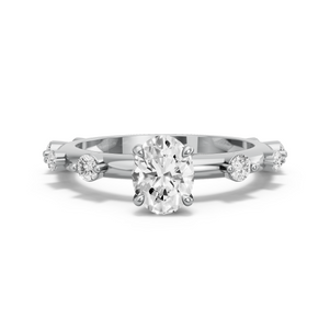 Image for Oval Hidden Halo Ring with Floating Station band