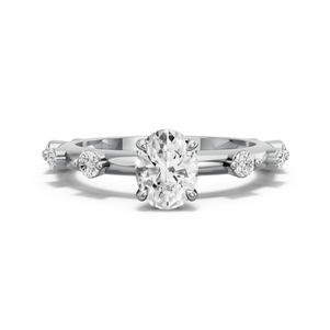 Image for Oval Hidden Halo Ring with Floating Station band in 950 Platinum