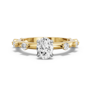 Image for Oval Hidden Halo Ring with Floating Station band