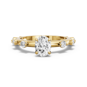 Image for Oval Hidden Halo Ring with Floating Station band