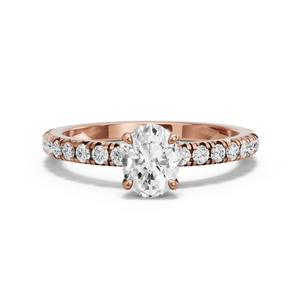 Image for Oval Hidden Halo Ring with French Pave band