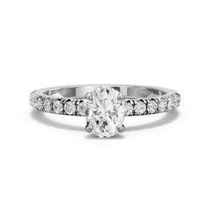Image for Oval Hidden Halo Ring with French Pave band