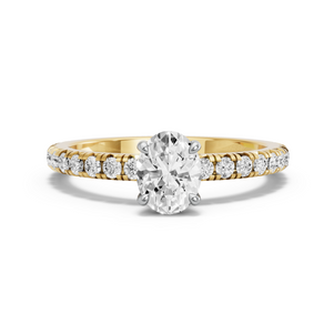 Image for Oval Hidden Halo Ring with French Pave band in 14K Two Tone Yellow Gold
