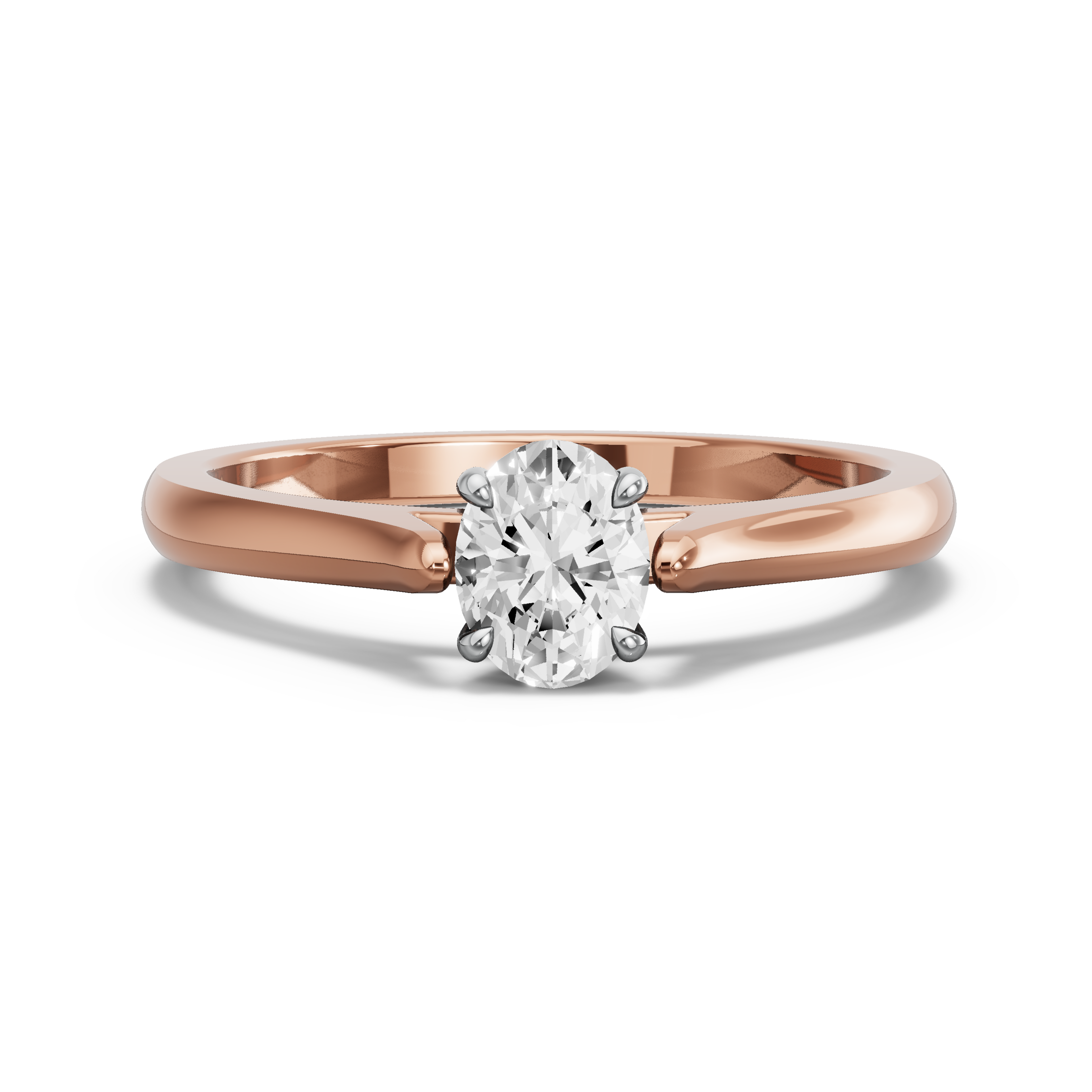 Image for Oval Hidden Halo Ring with Knife Edge Cathedral band in 14K Two Tone Rose Gold
