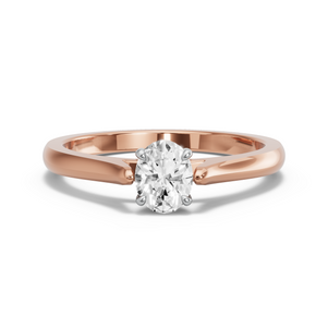 Image for Oval Hidden Halo Ring with Knife Edge Cathedral band