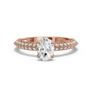 Image for Oval Hidden Halo Ring with Knife Edge Pave band