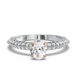 Image for Oval Hidden Halo Ring with Knife Edge Pave band