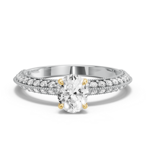 Image for Oval Hidden Halo Ring with Knife Edge Pave band