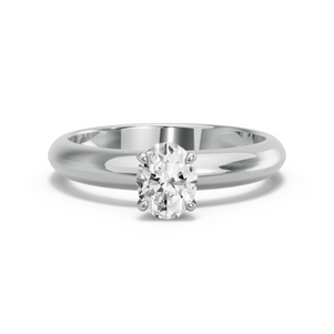 Image for Oval Hidden Halo Ring with Knife Edge Solitaire band