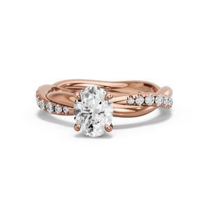 Image for Oval Hidden Halo Ring with Rope Pave band