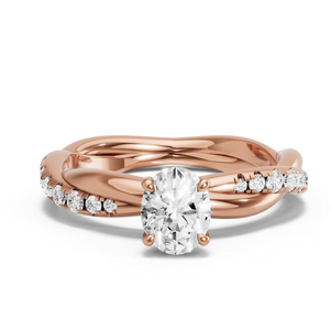Image for Oval Hidden Halo Ring with Rope Pave band