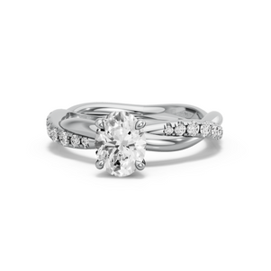Image for Oval Hidden Halo Ring with Rope Pave band
