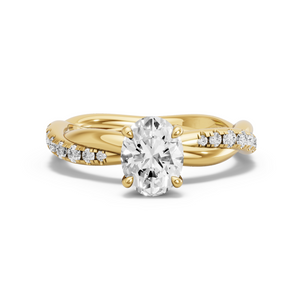 Image for Oval Hidden Halo Ring with Rope Pave band in 18K Yellow Gold