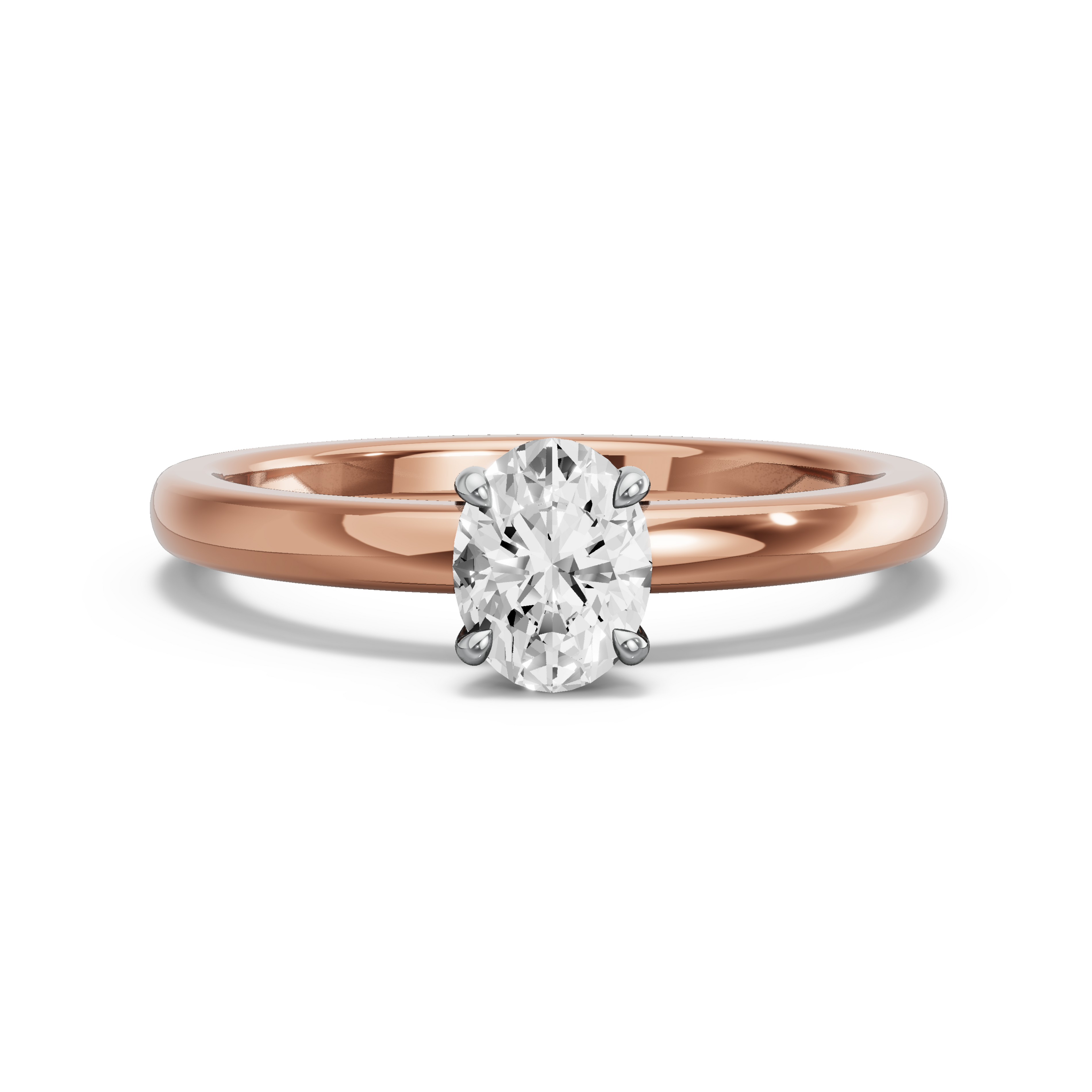 Image for Oval Hidden Halo Ring with Solitaire band in 18K Two Tone Rose Gold