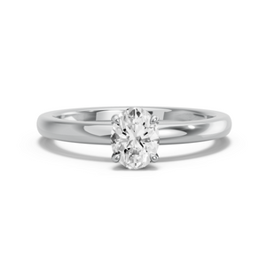 Image for Oval Hidden Halo Ring with Solitaire band in 18K White Gold