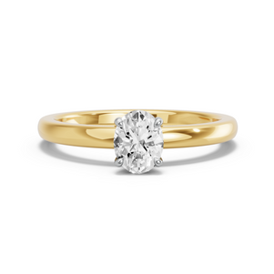 Image for Oval Hidden Halo Ring with Solitaire band in 14K Two Tone Yellow Gold