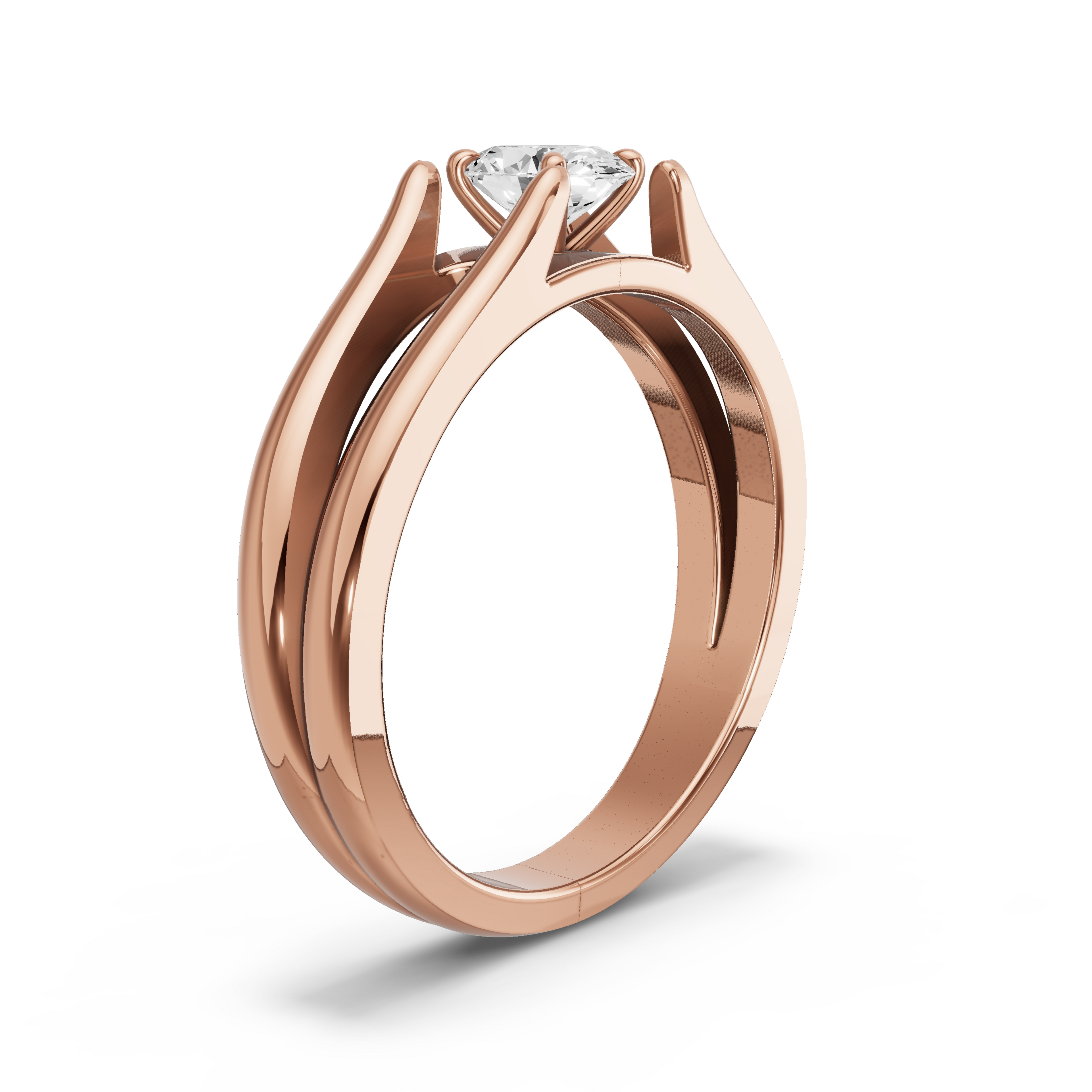 Image for Oval Hidden Halo Ring with Split Ring Solitaire band in 14K Rose Gold