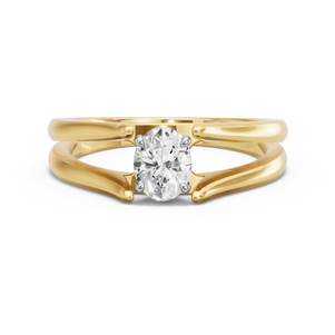 Image for Oval Hidden Halo Ring with Split Ring Solitaire band