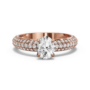Image for Oval Hidden Halo Ring with Triple Row Pave band