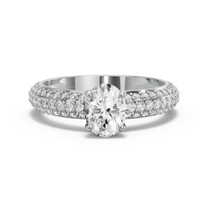 Image for Oval Hidden Halo Ring with Triple Row Pave band