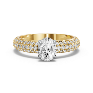 Image for Oval Hidden Halo Ring with Triple Row Pave band