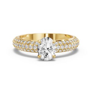 Image for Oval Hidden Halo Ring with Triple Row Pave band