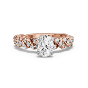 Image for Oval Hidden Halo Ring with Twist Pave band