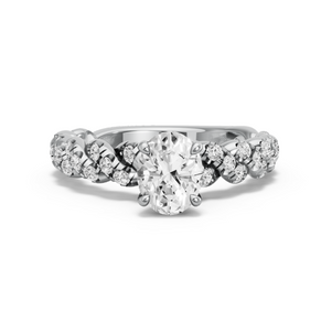 Image for Oval Hidden Halo Ring with Twist Pave band