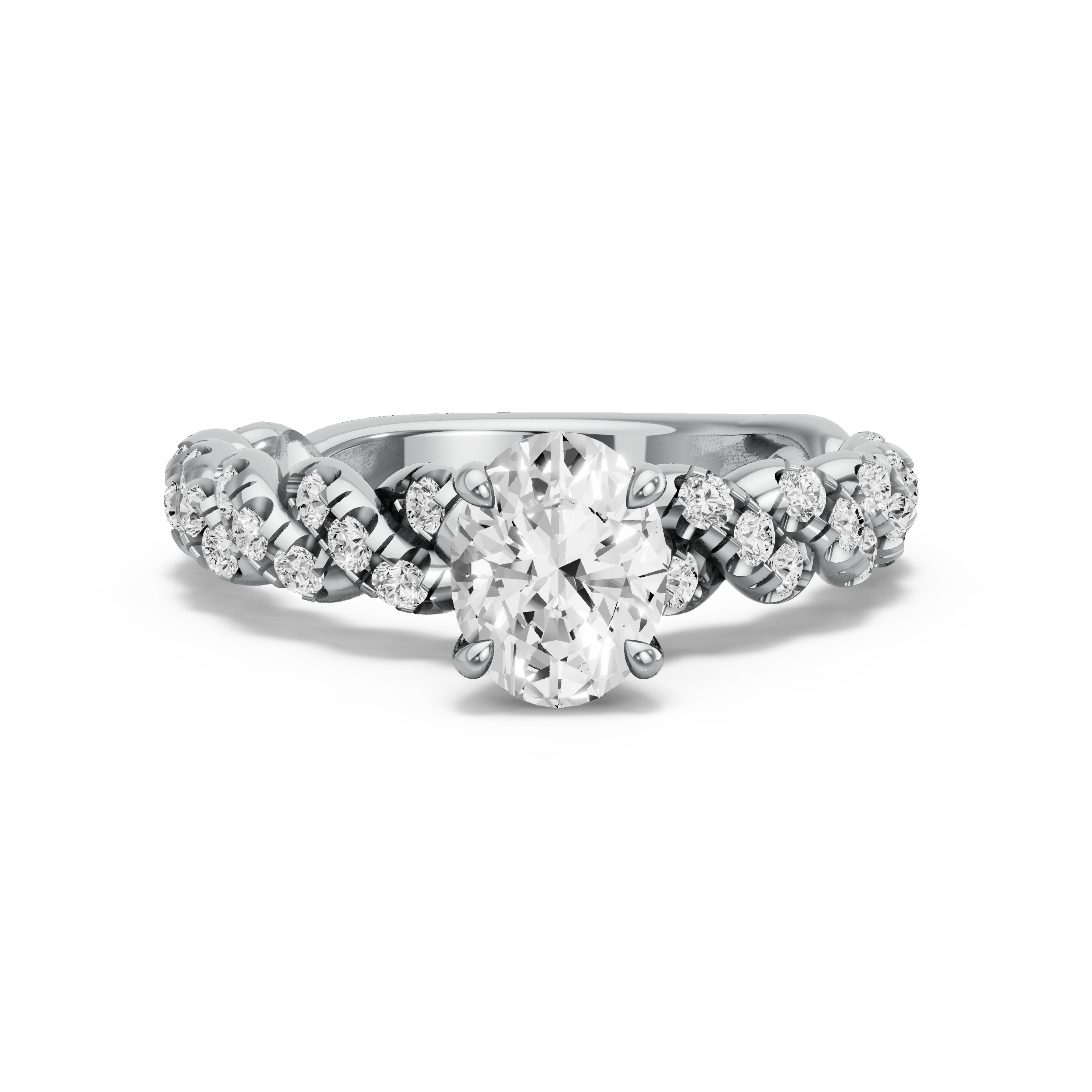Image for Oval Hidden Halo Ring with Twist Pave band