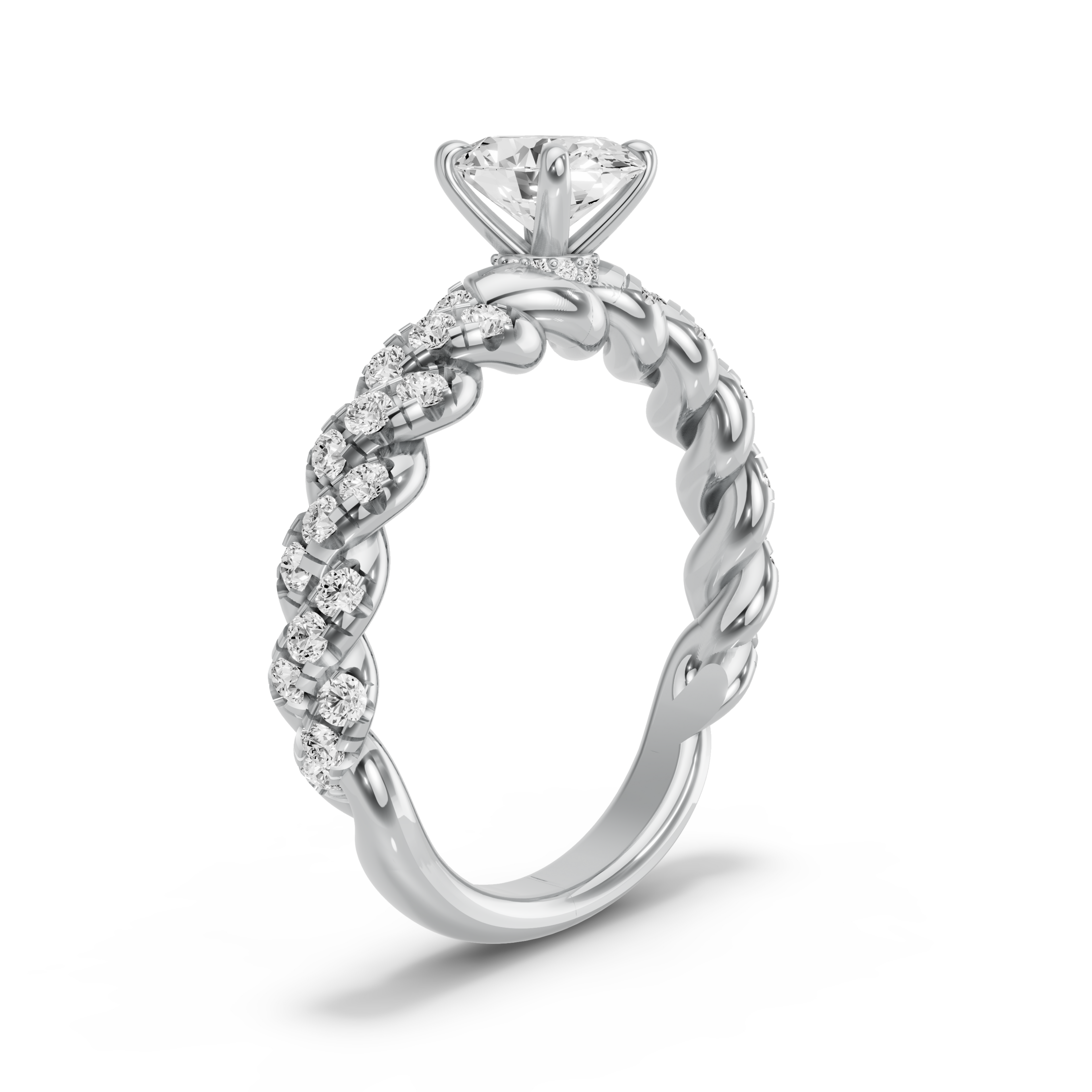 Image for Oval Hidden Halo Ring with Twist Pave band