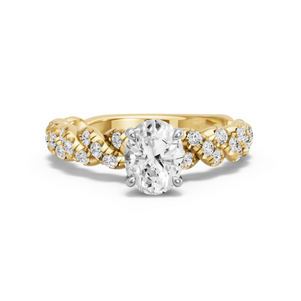 Image for Oval Hidden Halo Ring with Twist Pave band